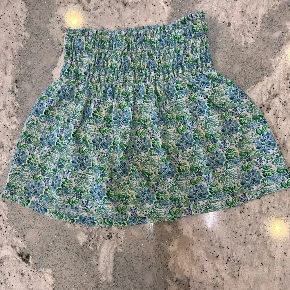 The Proper Peony Blue Aster Floral Collared Top and Smocked Skirt Set Size 7